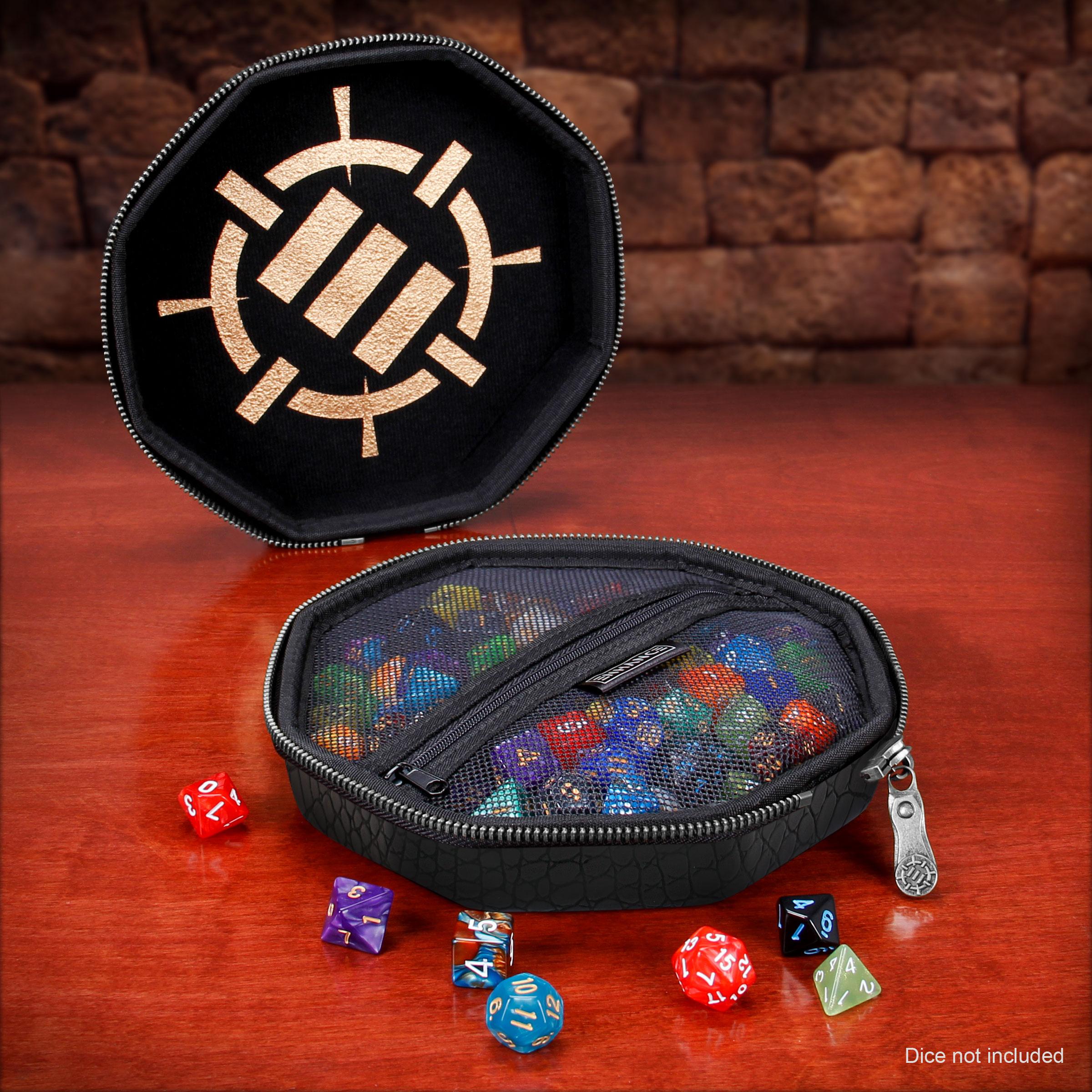 ENHANCE DnD Dice Tray and Dice Case - Dragon Black