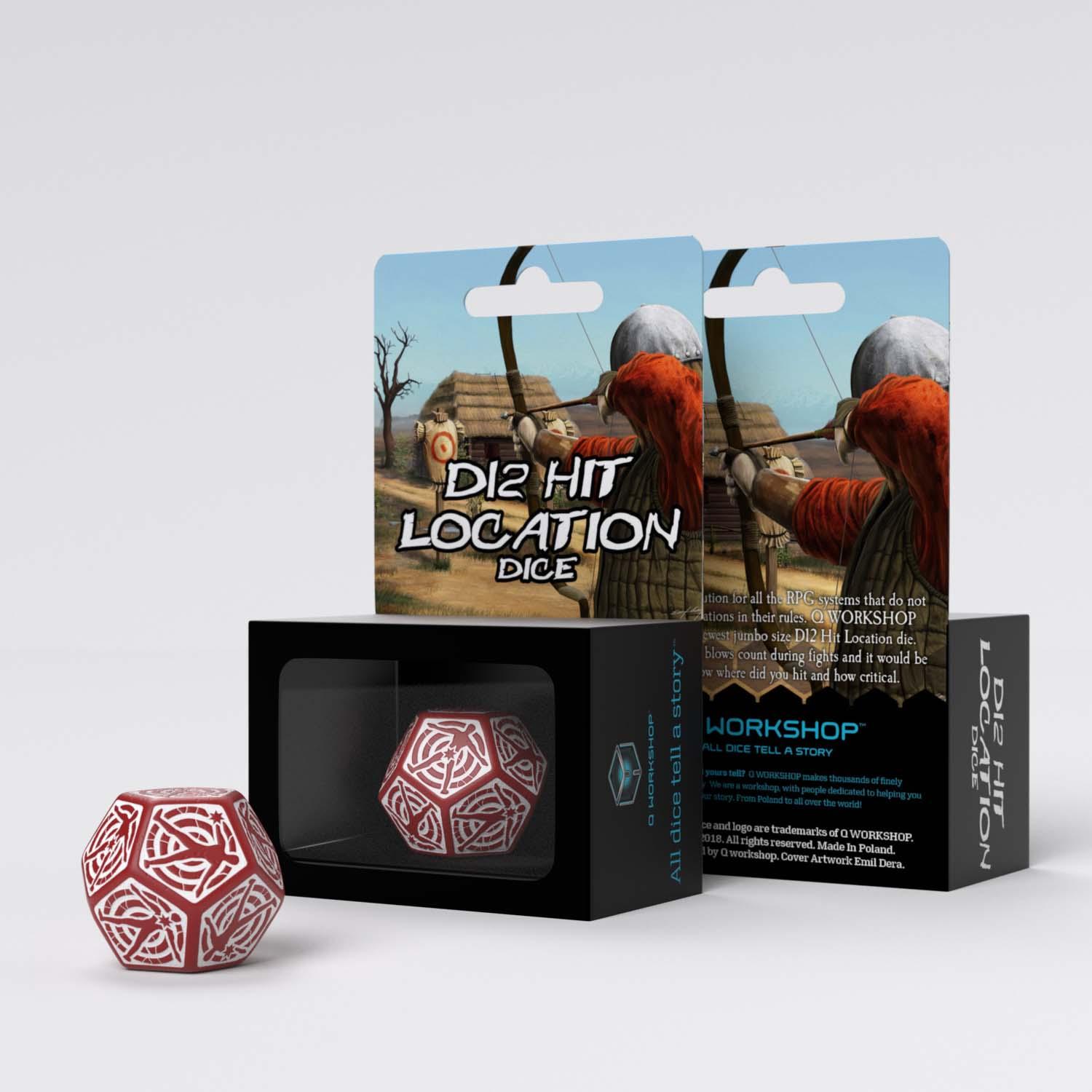 D12 Hit Location Red & white die D12 Hit Location Red & white die