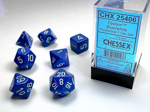 Chessex: Opaque Polyhedral Blue/white Rollenspiel Set (7)