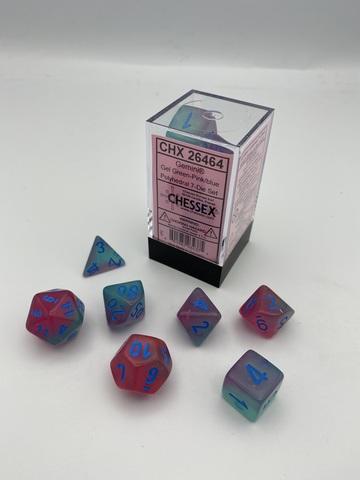 Chessex: Gemini Polyhedral Gel Green-Pink/blue Luminary Rollenspiel Set (7)