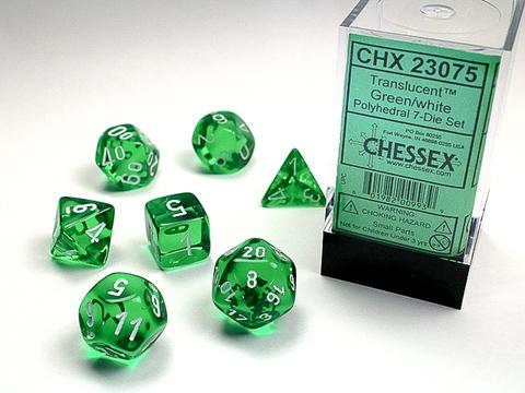 Chessex: Translucent Polyhedral Green/white Rollenspiel Set (7)