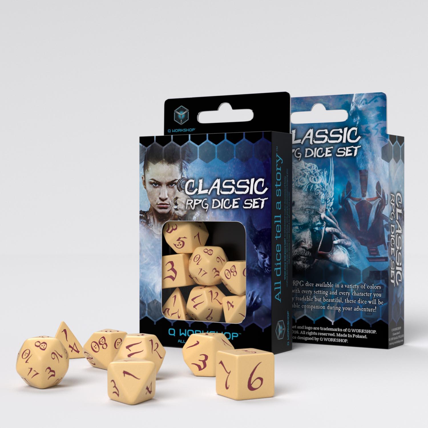 Classic RPG Beige & burgundy Dice Set (7) Classic RPG Beige & burgundy Dice Set (7)