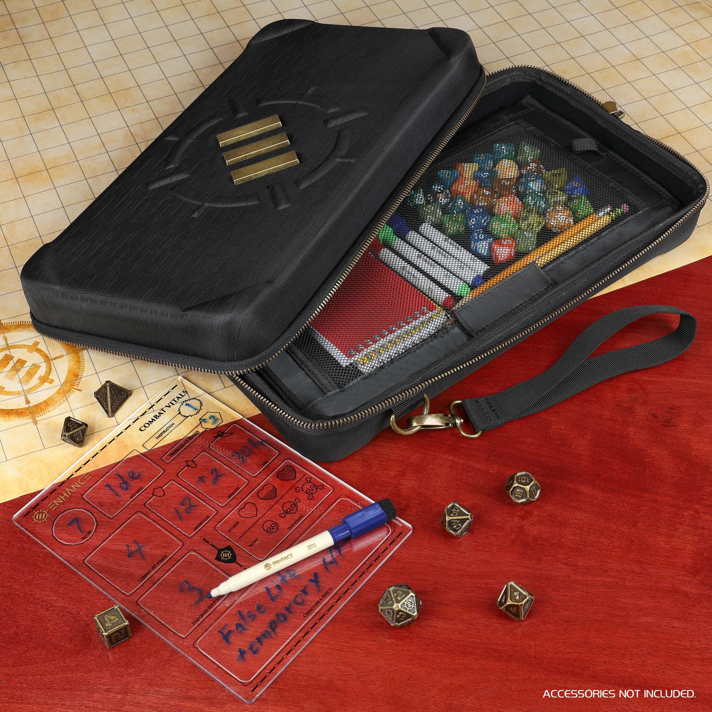 ENHANCE Tabletop Community DnD Dice Case and Dice Rolling Tray - Black