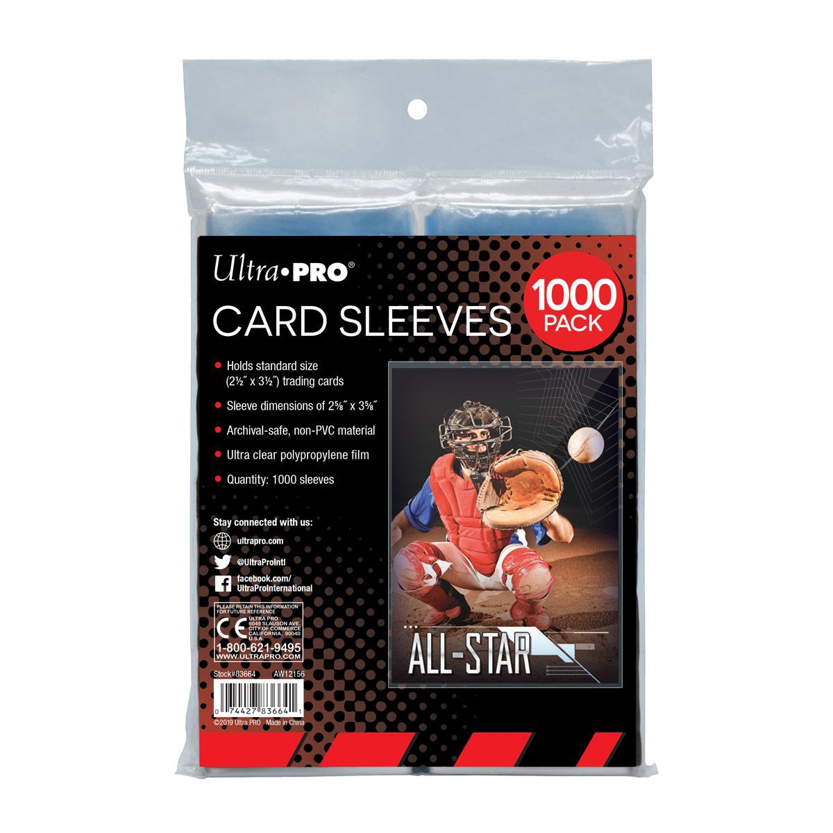 Ultra Pro - Clear Card Sleeves for Standard Size Trading Cards - 2.5" x 3.5" (1000 count retail pack) Ultra Pro - Clear Card Sleeves for Standard Size Trading Cards - 2.5" x 3.5" (1000 count retail pack)