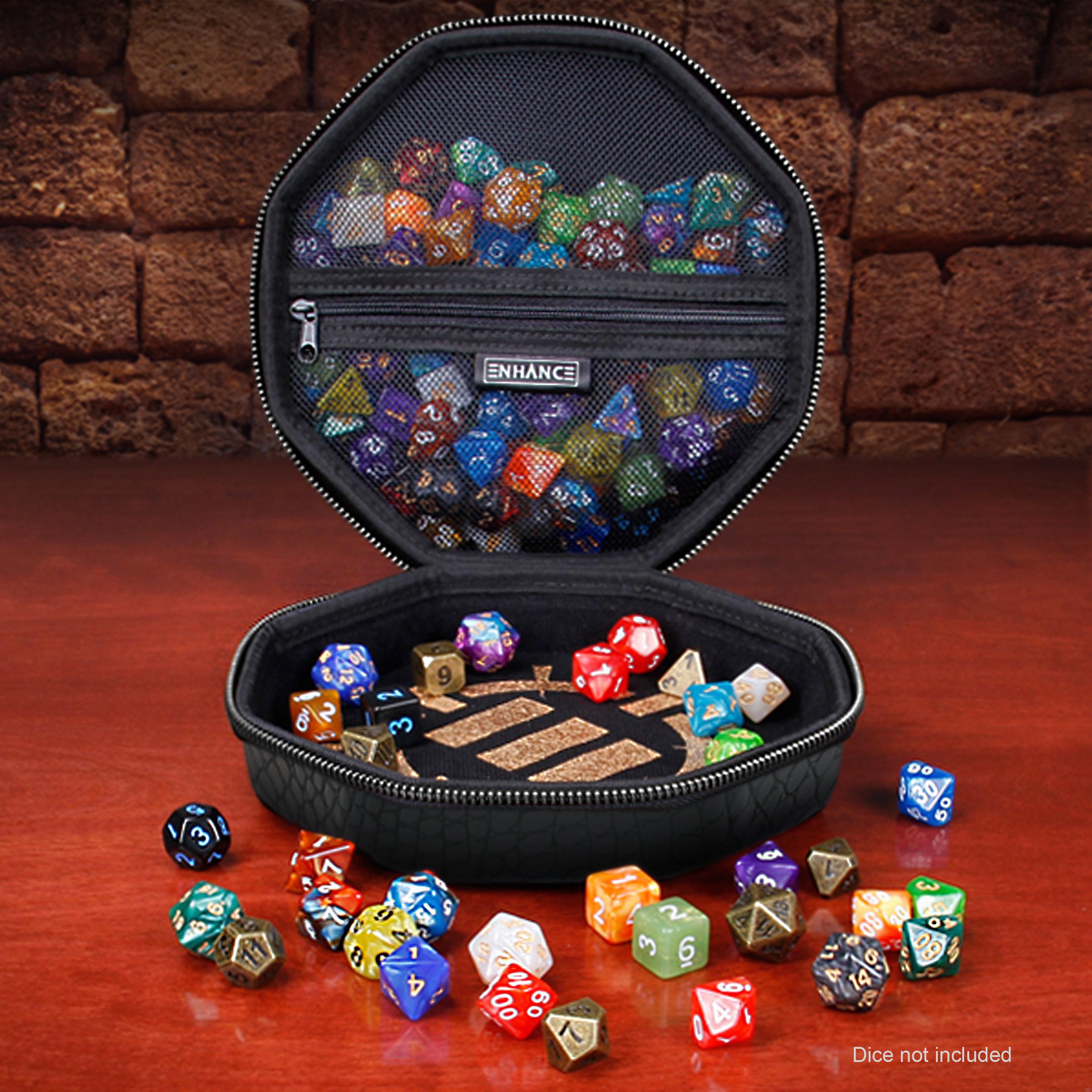 ENHANCE DnD Dice Tray and Dice Case - Dragon Black