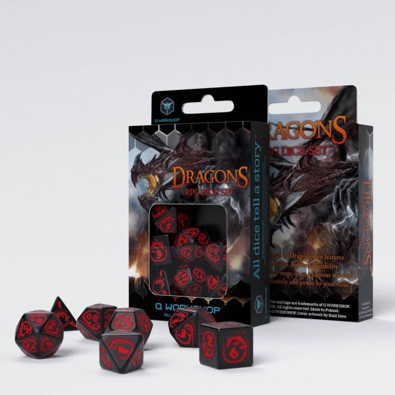 Dragons Black & red Dice Set (7) Dragons Black & red Dice Set (7)