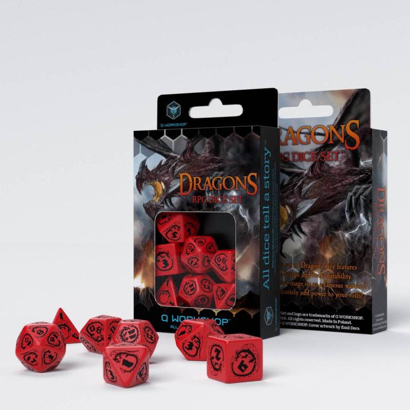 Dragons Red & black Dice Set (7)