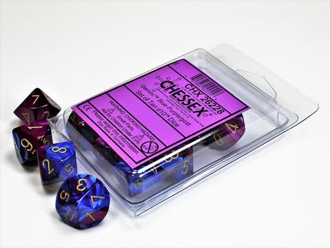 Gemini polyhedral blue-purple w/gold set of ten d10s