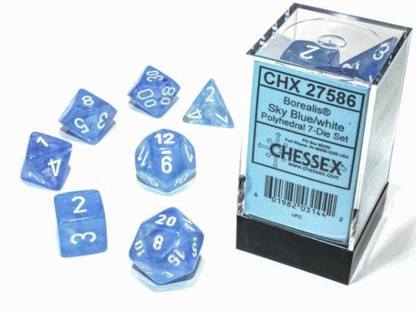 Chessex: Borealis Polyhedral Sky Blue/white Luminary Rollenspiel Set (7) Chessex: Borealis Polyhedral Sky Blue/white Luminary Rollenspiel Set (7)