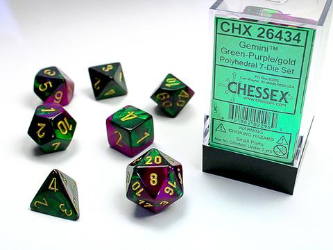 Chessex: Gemini Polyhedral Green-Purple/gold Rollenspiel Set (7)