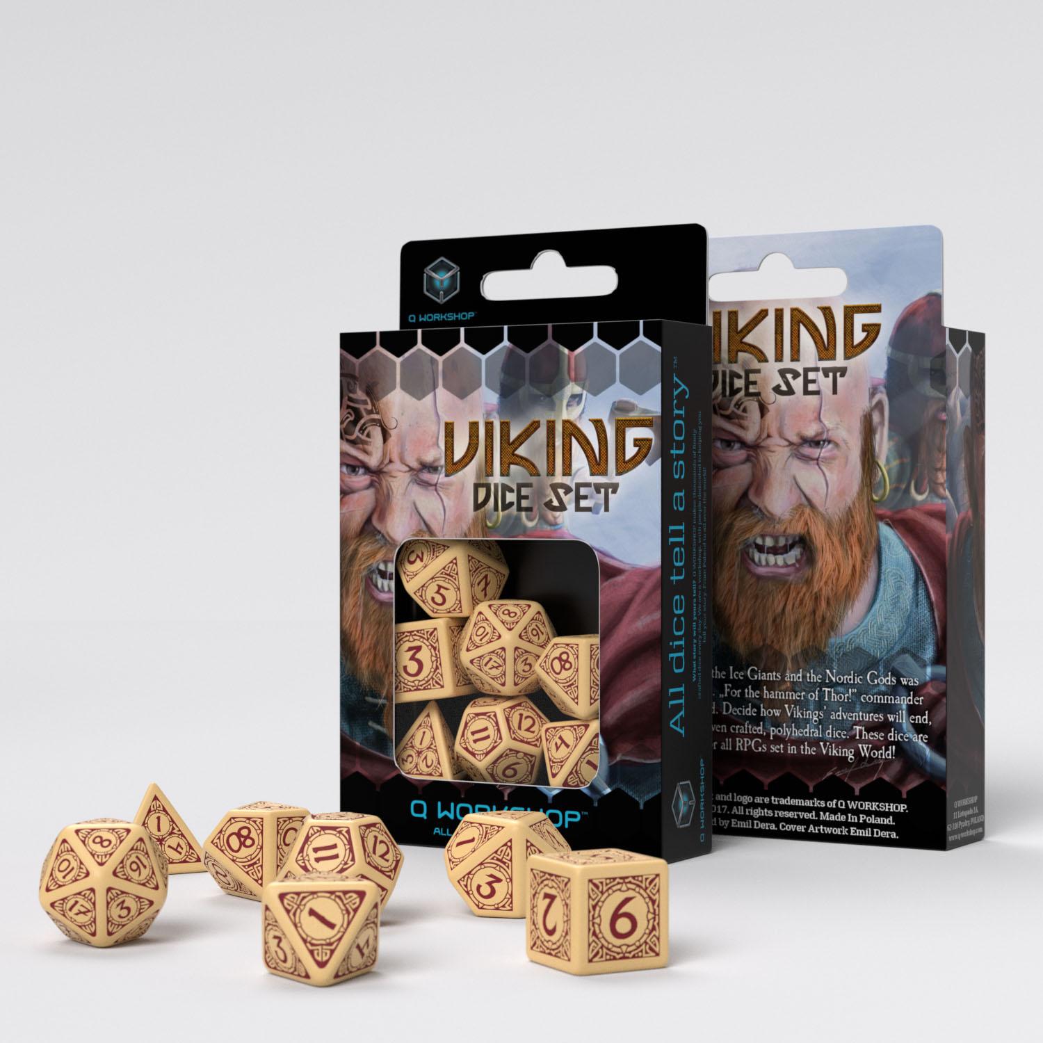 Viking Beige & burgundy Dice Set (7) Viking Beige & burgundy Dice Set (7)