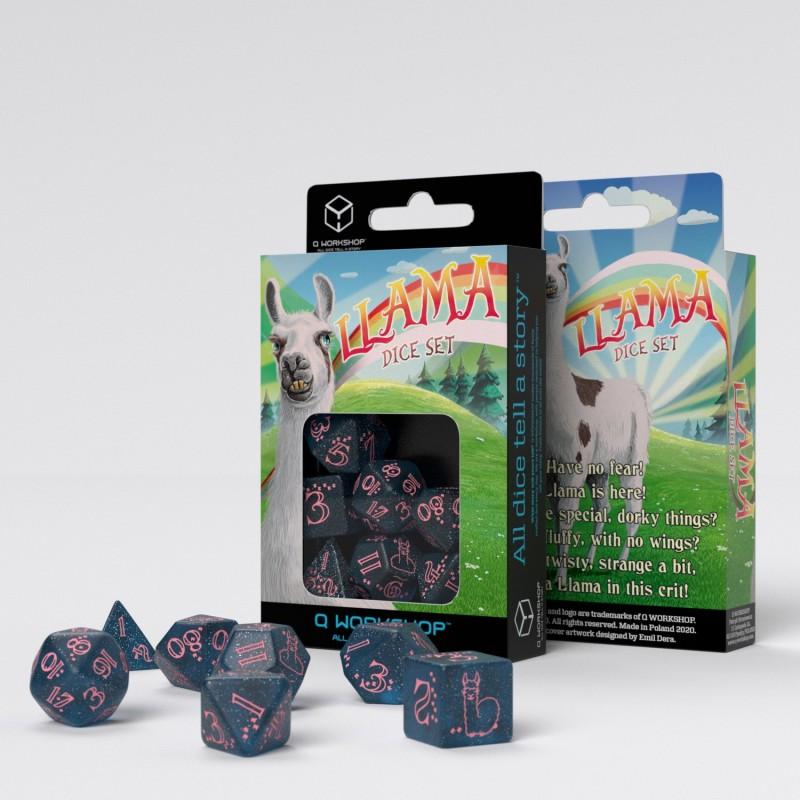 Sparkling Llama Dice Set (Glittering dark blue & pink) Sparkling Llama Dice Set (Glittering dark blue & pink)
