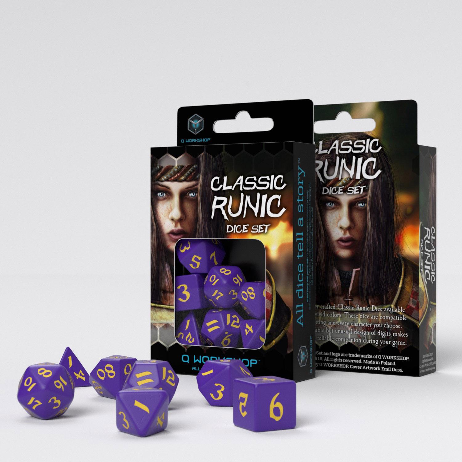 Classic Runic Purple & yellow Dice Set (7) Classic Runic Purple & yellow Dice Set (7)