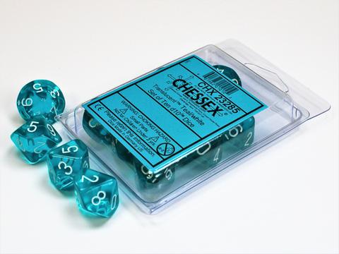 Chessex: Translucent Teal/white W10 (10)