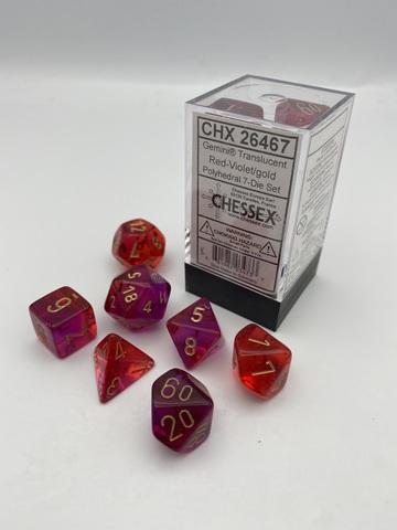 Gemini Polyhedral Translucent Red-Violet/gold 7-Die Set