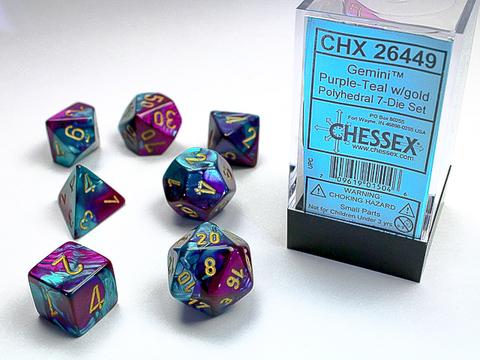Chessex: Gemini Polyhedral Purple-Teal/gold Rollenspiel Set (7)