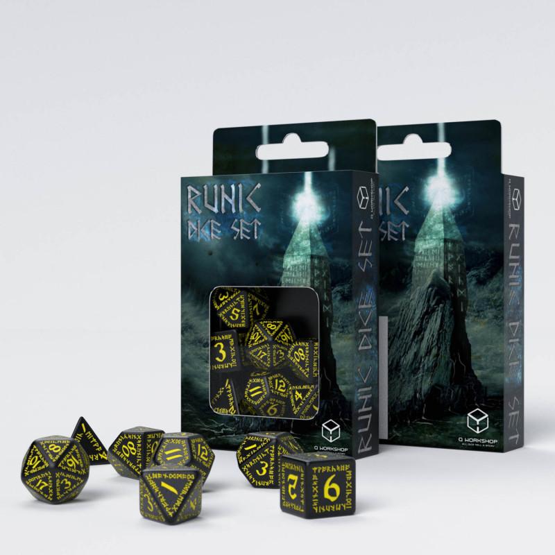 Runic Black & yellow Dice Set (7)