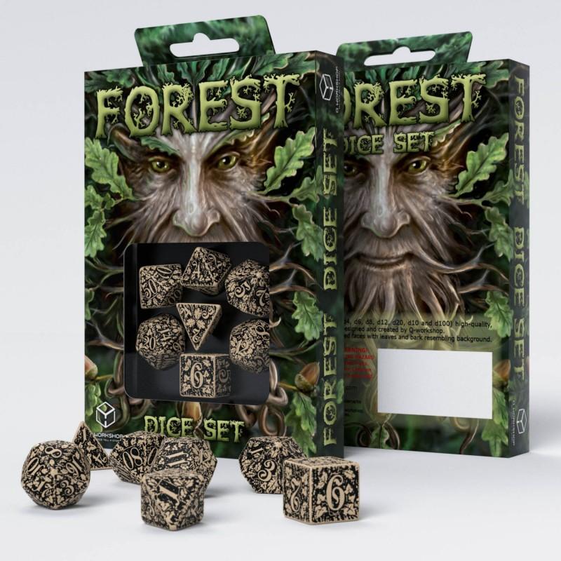 Forest 3D Beige & black Dice Set (7) Forest 3D Beige & black Dice Set (7)