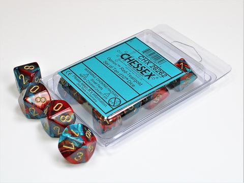 Chessex: Gemini Red-Teal/gold W10 (10)