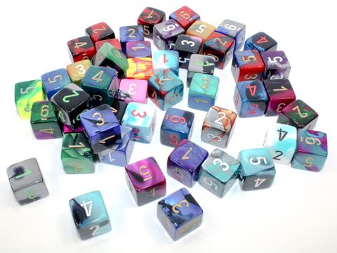 Chessex: Bag of 50 Assorted Loose Gemini Polyhedral W6 Würfel This