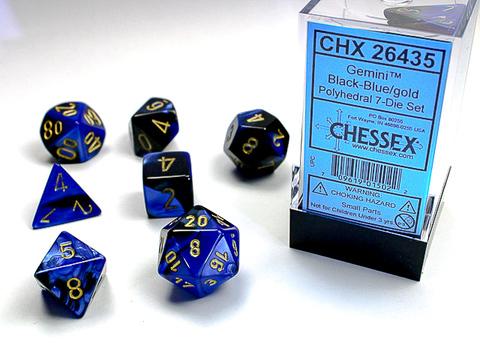 Chessex: Gemini Polyhedral Black-Blue/gold Rollenspiel Set (7)