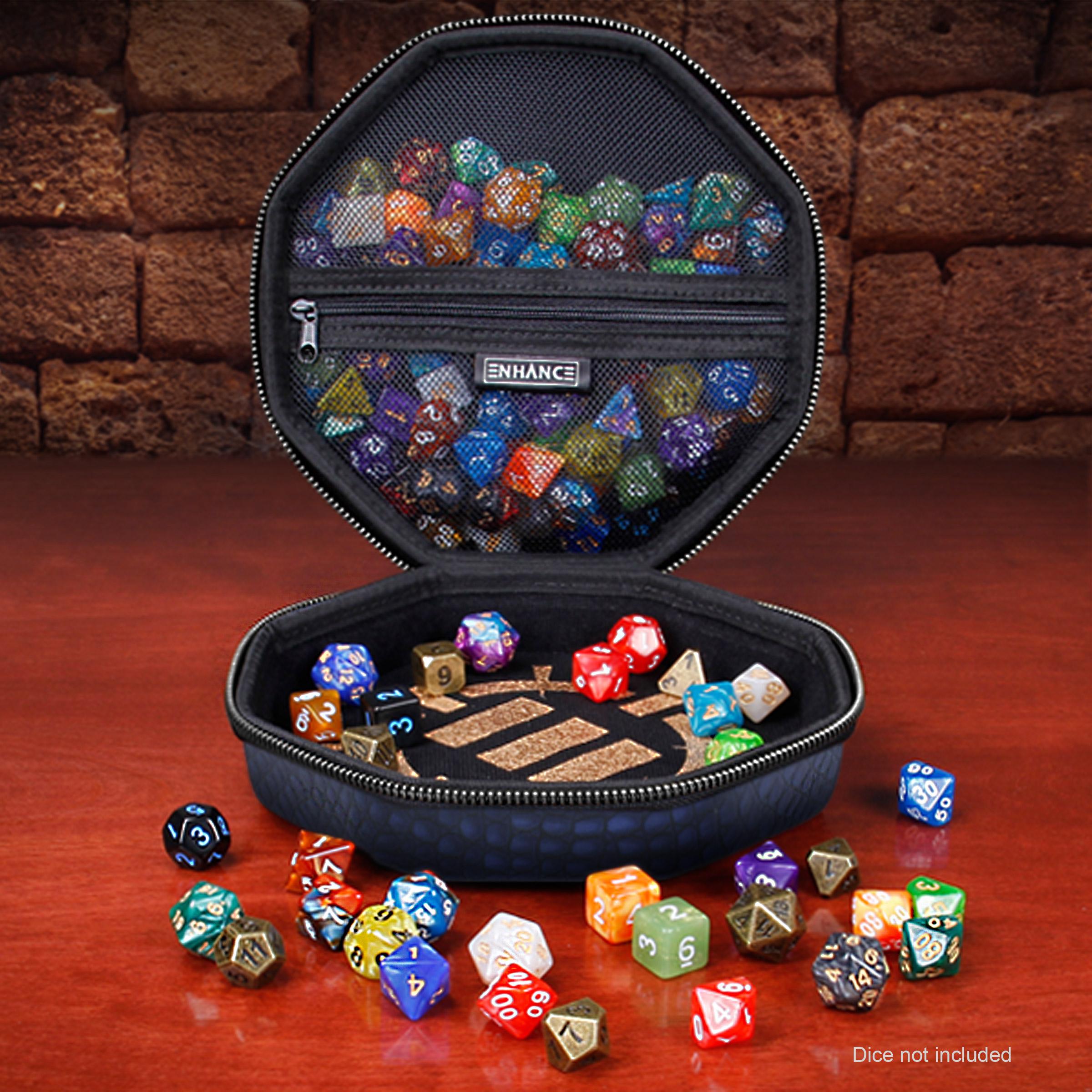 ENHANCE DnD Dice Tray and Dice Case - Dragon Blue