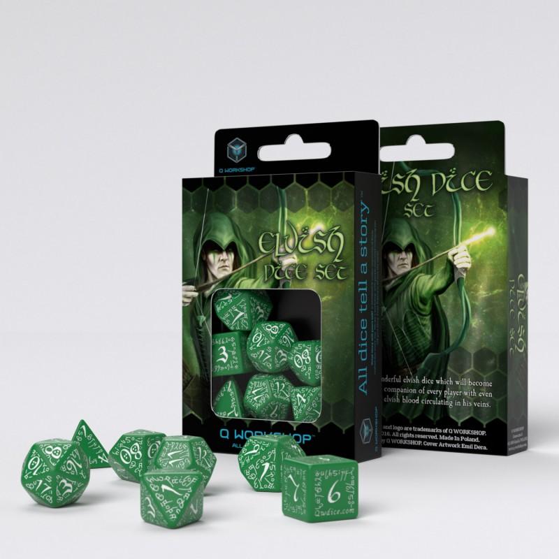 Elvish Green & white Dice Set (7) Elvish Green & white Dice Set (7)
