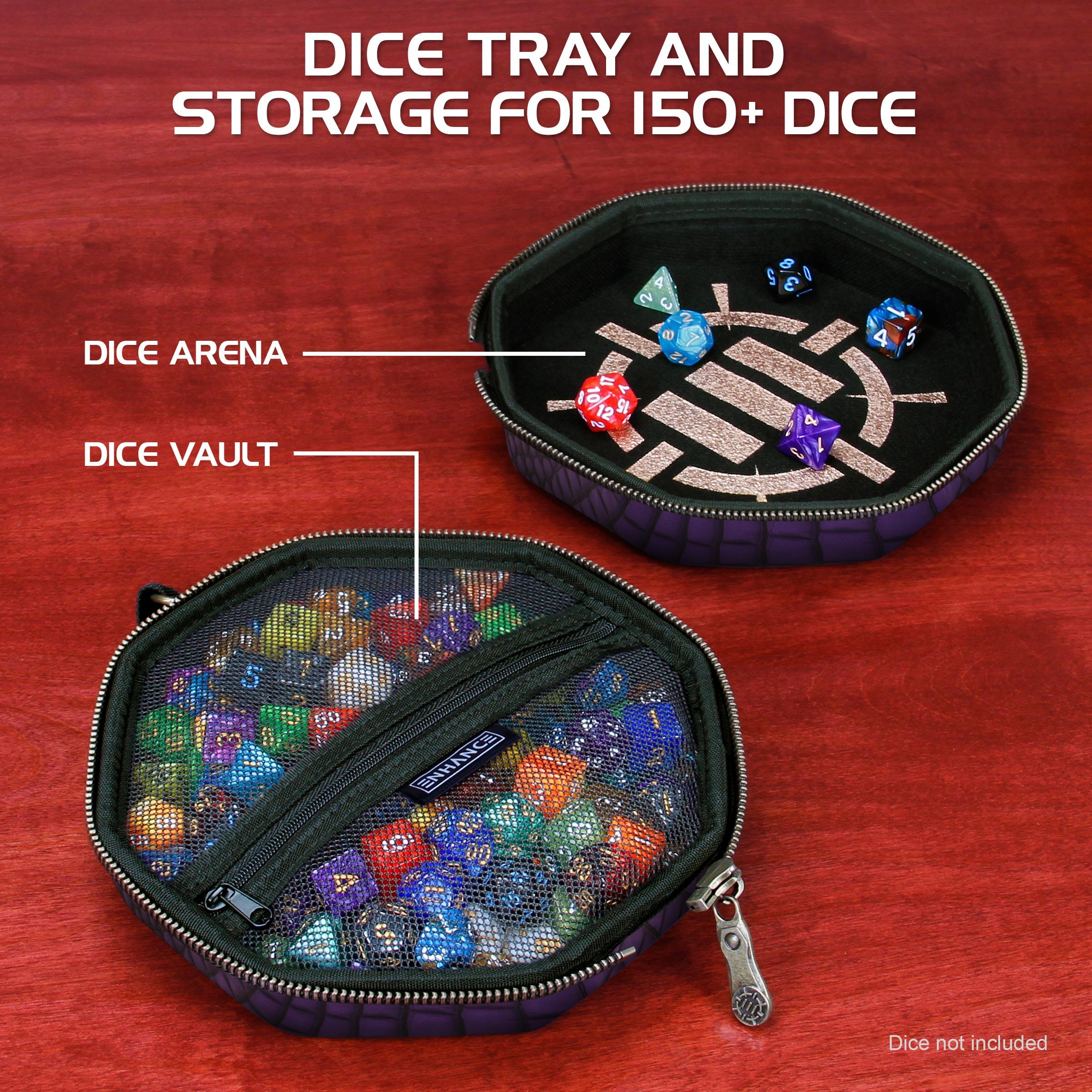 ENHANCE DnD Dice Tray and Dice Case - Dragon Purple