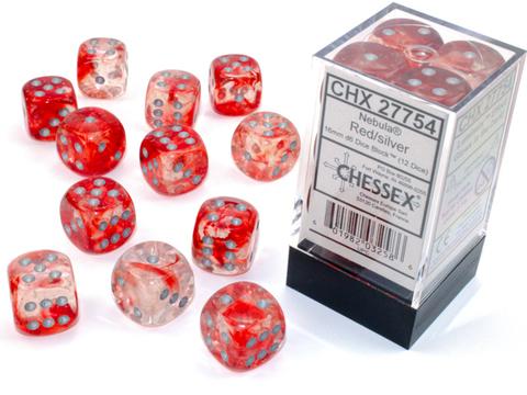 Nebula TM 16mm d6 Red/silver Luminary Dice Block (12 dice)