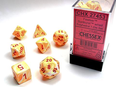 Festive Sunburst w/red Polyhedral 7-Die Sets