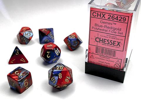 Chessex: Gemini Polyhedral Blue-Red/gold Rollenspiel Set (7)