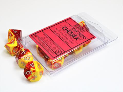 Chessex Gemini Polyhedral Ten d10 Sets - Red-Yellow w/silver