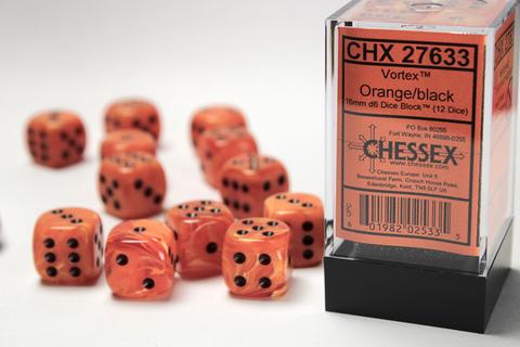 Vortex 16mm d6 Orange/black Dice Block (12 dice)