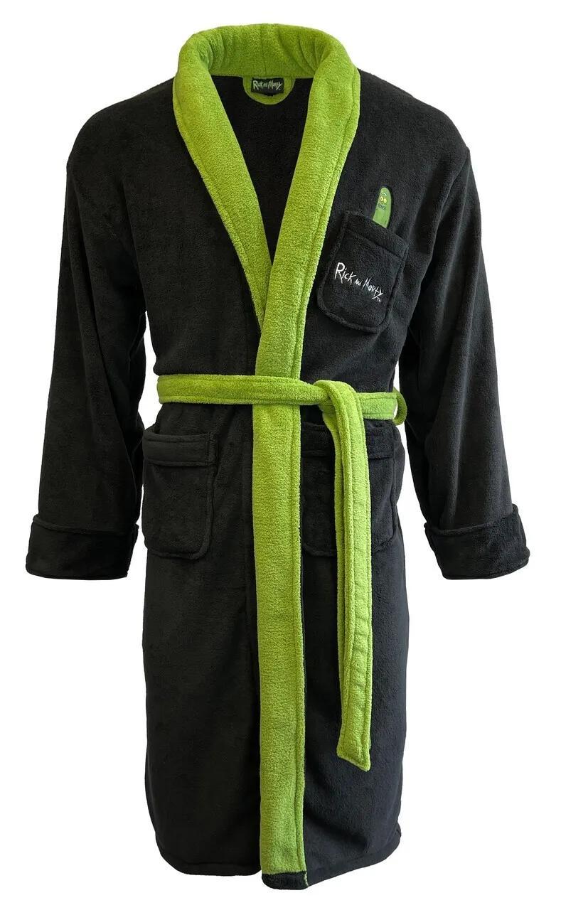 Rick And Morty Pickle Rick Hoodless Mens Bathrobe