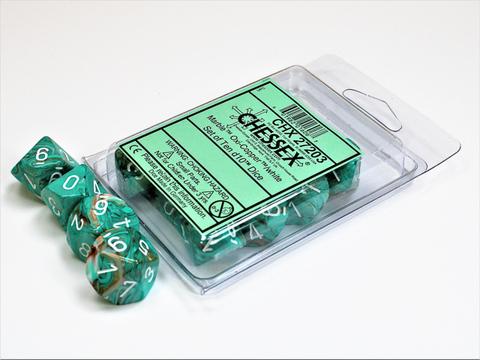Chessex: Marble Oxi-Copper/white W10 (10)