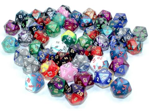 Chessex: Bag of 50 Assorted Loose Gemini Polyhedral W20 Würfel. This