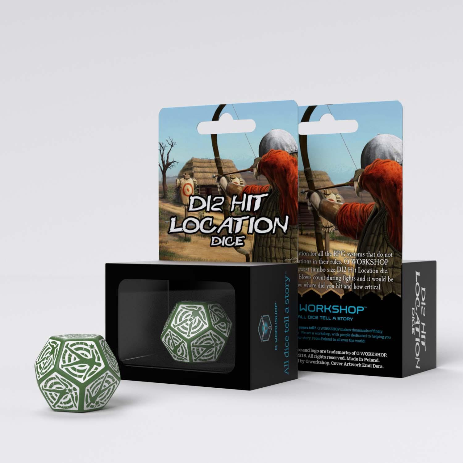 D12 Hit Location Green & white dice