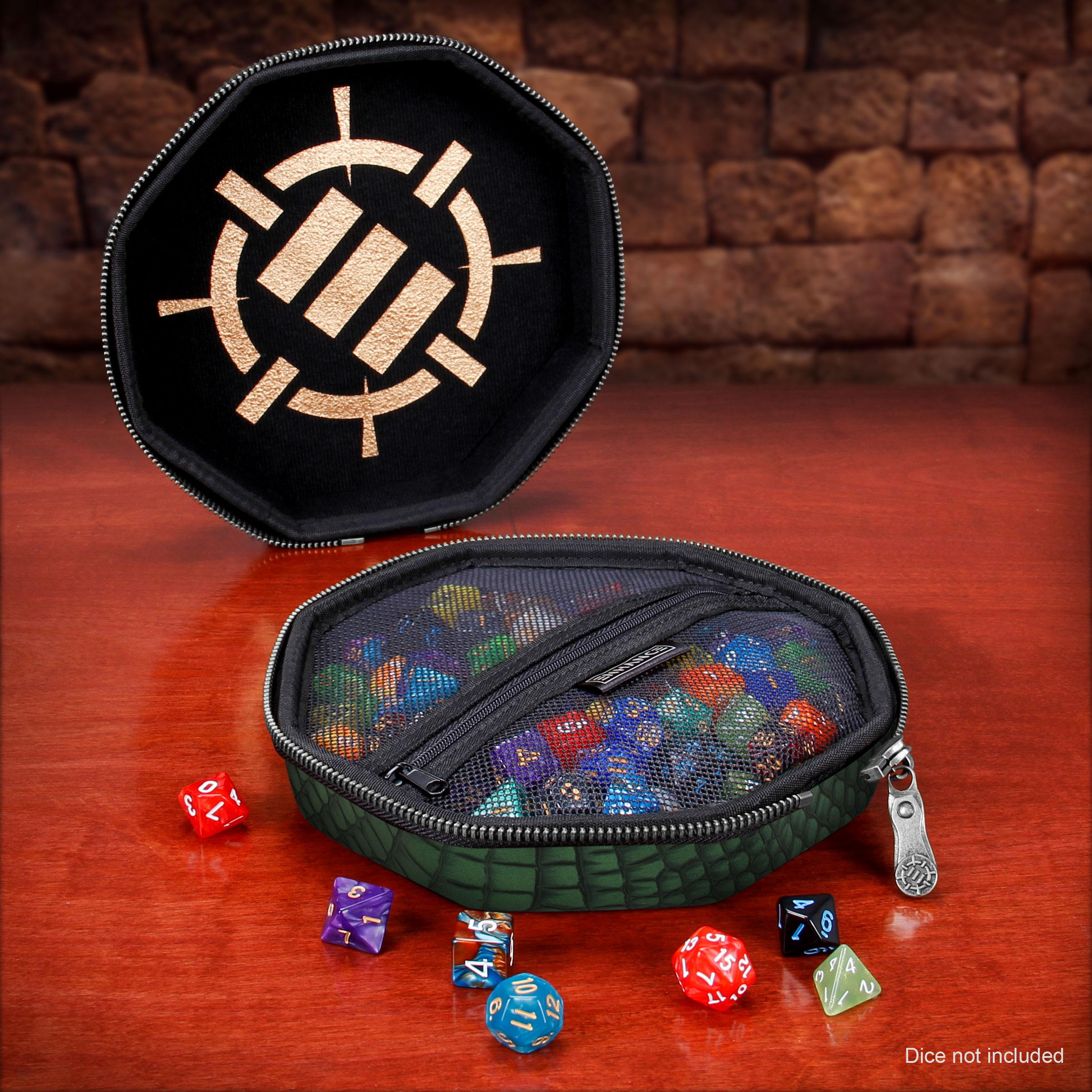 ENHANCE DnD Dice Tray and Dice Case - Dragon Green