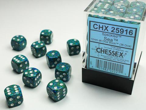 Speckled 12mm D6 Dice Blocks (36) Sea