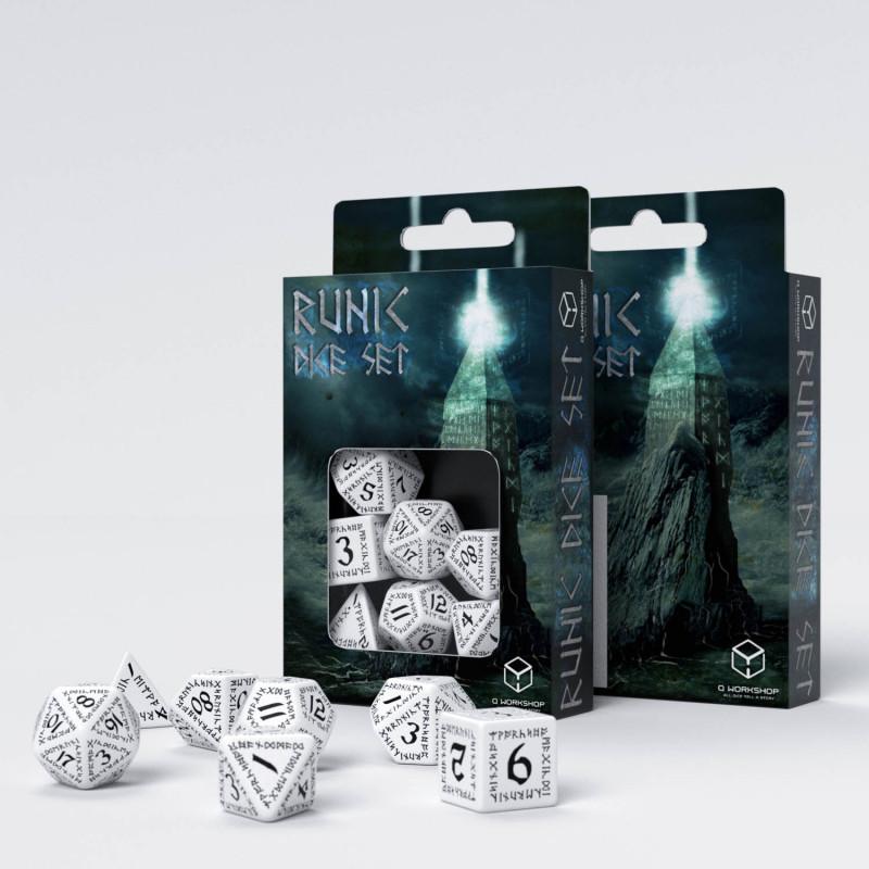 Runic White & black Dice Set (7)