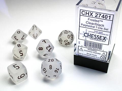 Chessex: Frosted Polyhedral Clear/black Rollenspiel Set (7)