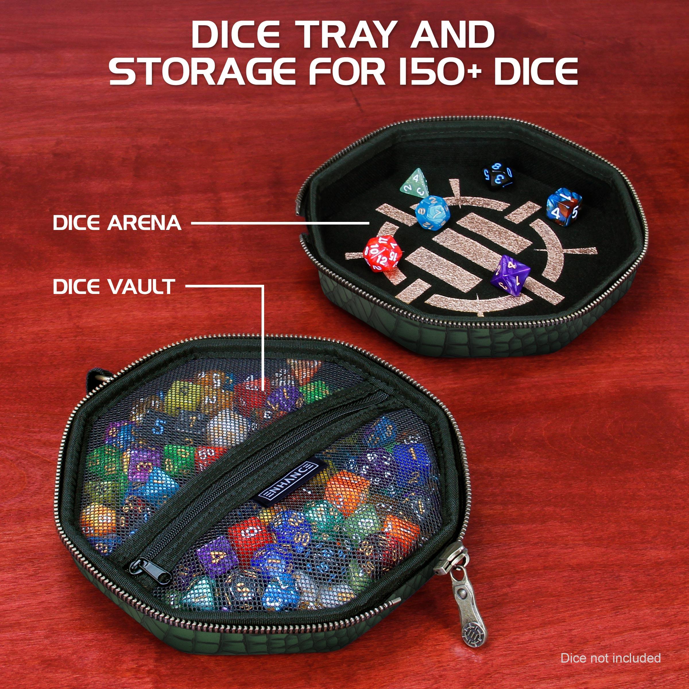 ENHANCE DnD Dice Tray and Dice Case - Dragon Green