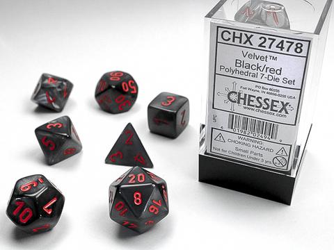 Velvet Black w/red Signature Polyhedral 7-Die Sets