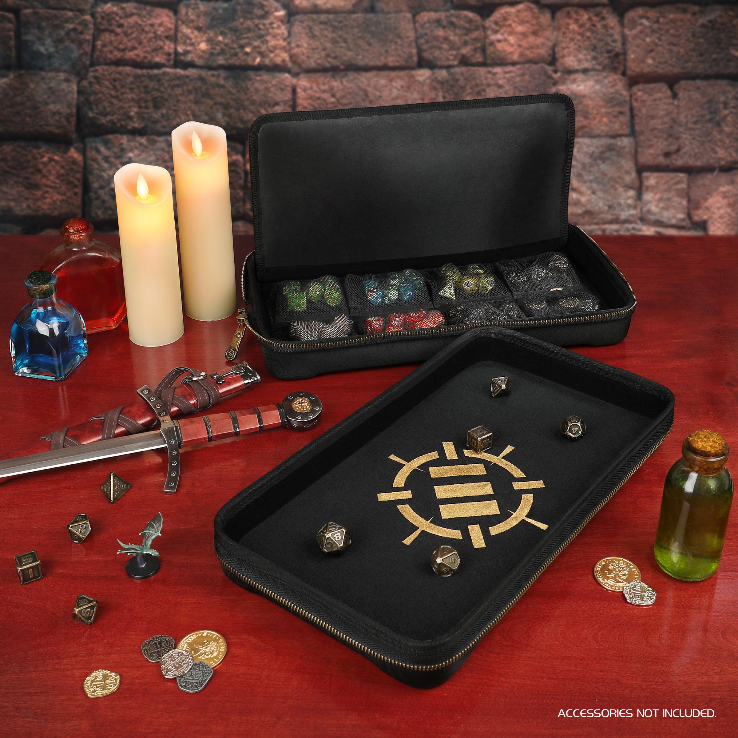 ENHANCE Tabletop Community DnD Dice Case and Dice Rolling Tray - Black