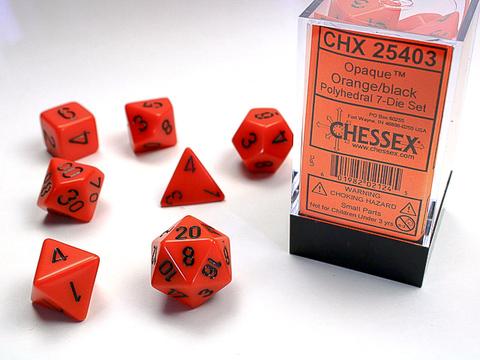 Orange w/black Opaque Polyhedral 7-Die Sets