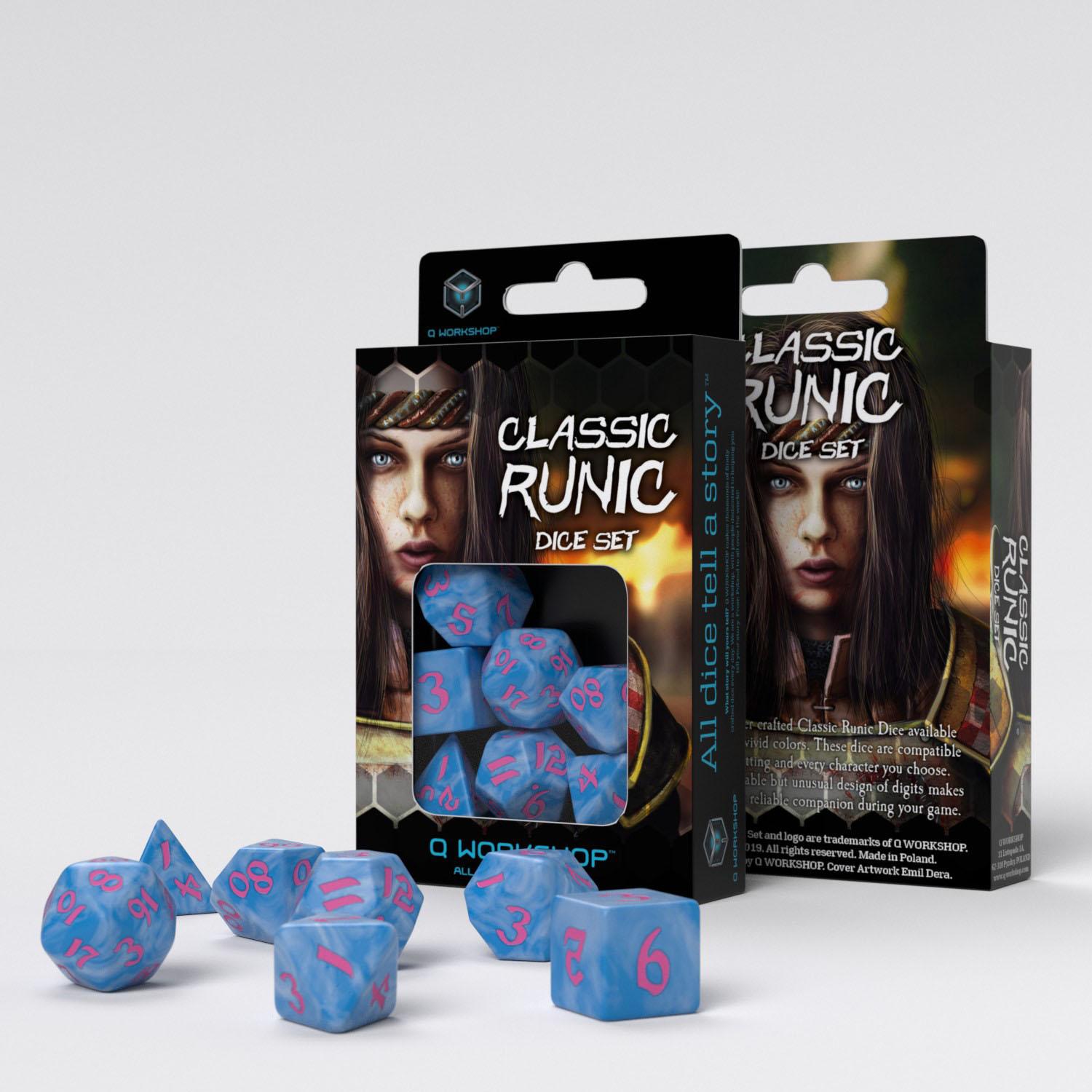 Classic Runic Glacier & pink Dice Set (7)