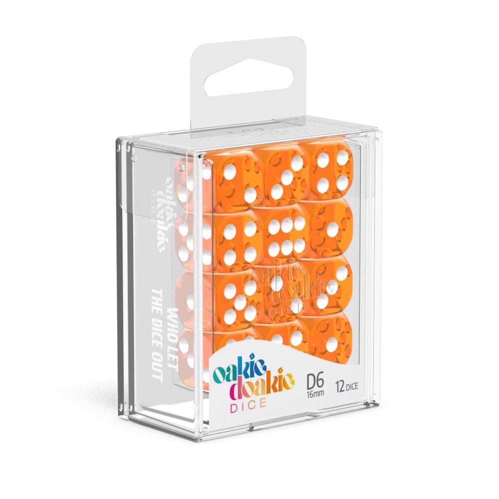 Oakie Doakie Dice W6 W&uuml;rfel 16 mm Translucent - Orange (12)