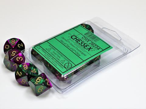 Chessex Gemini Polyhedral Ten d10 Sets - Green-Purple w/gold