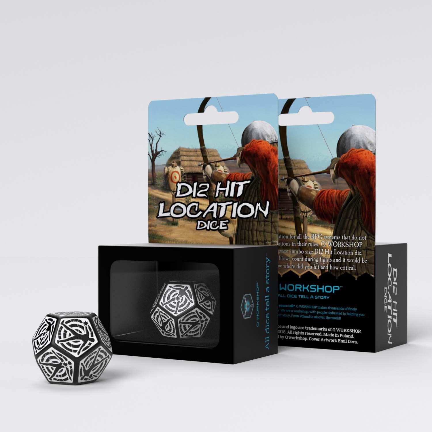 D12 Hit Location Black & white die D12 Hit Location Black & white die