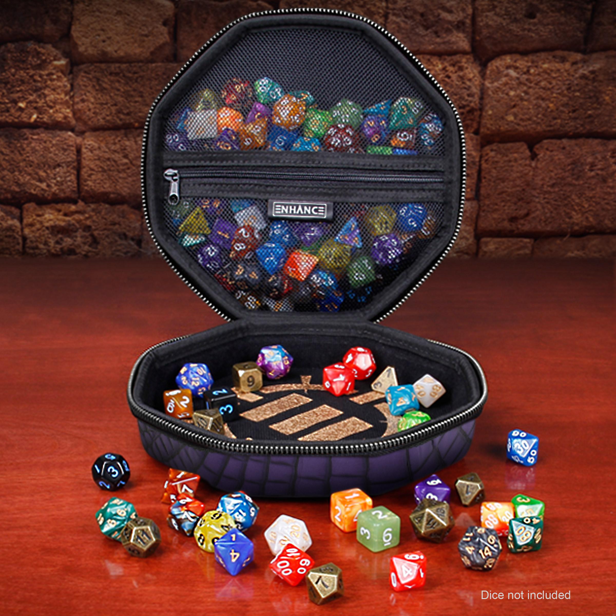 ENHANCE DnD Dice Tray and Dice Case - Dragon Purple